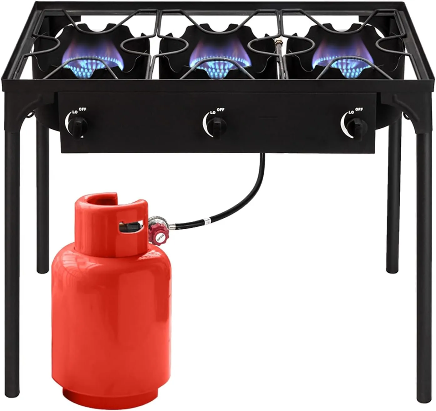 3 Burners Stove Heavy Duty Outdoor Camping Propane Cooker w/Detachable Legs&CSA Regulator for Camp Patio Home Brewing, Turkey Fry, Maple Syrup Prep.