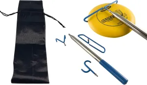 3-in-1 Multi-Functional Disc Golf Pole Retriever Hook Stick Kit with 16 feet Stainless Steel Telescopic Pole & 3 Hooks for Retrieving Discs w/Carrying Bag