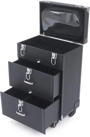 3-Tier Nail Polish Storage Box Travel Makeup Rolling Organizer Cosmetics Train Case Salon Makeup Transport Cart Luggage Trolley Suitcase Salon Trolley Cart with Wheels