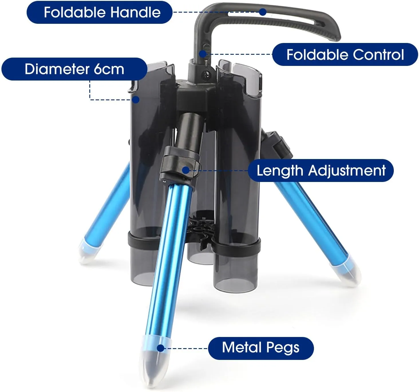 3-Tude Portable Fishing Rod Holder - Stand Holds Up to 3 Rods, Outdoor Fishing Gear Equipment Organizer
