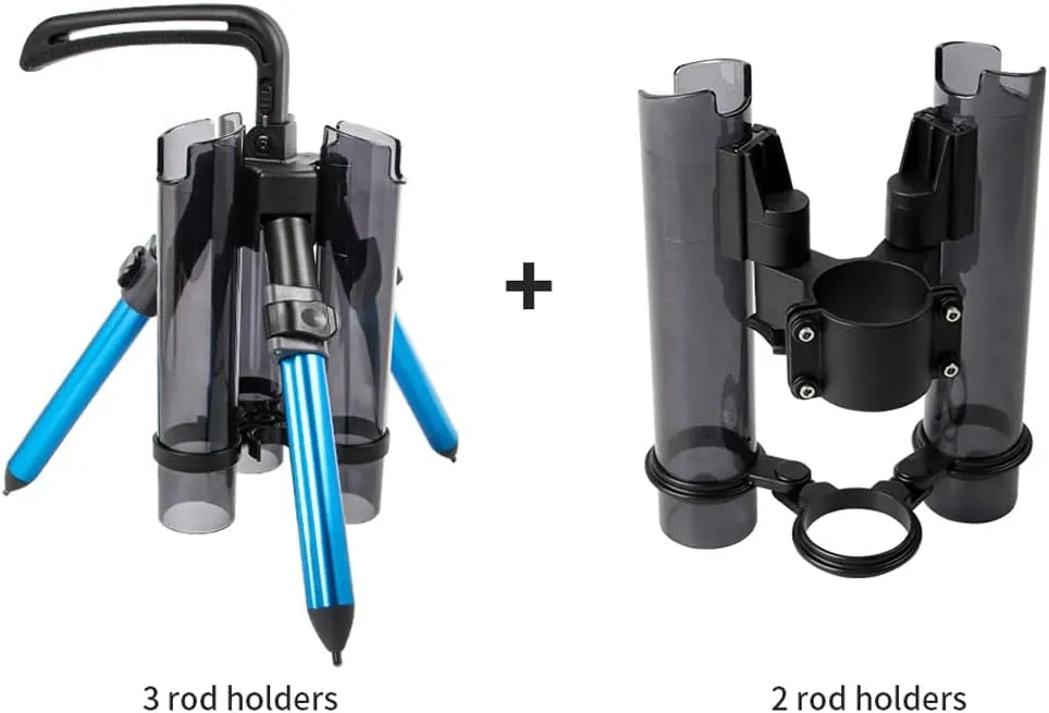 3-Tude Portable Fishing Rod Holder - Stand Holds Up to 3 Rods, Outdoor Fishing Gear Equipment Organizer