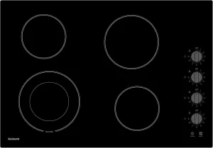 30 Inch Electric Cooktop 4 Burners,3000 Watt Dual-Ring Burner for Quick Boil,Shatterproof Glass, Knob Switch, 9 Heating Level, Drop-in Electric Stove Top,Matte Black