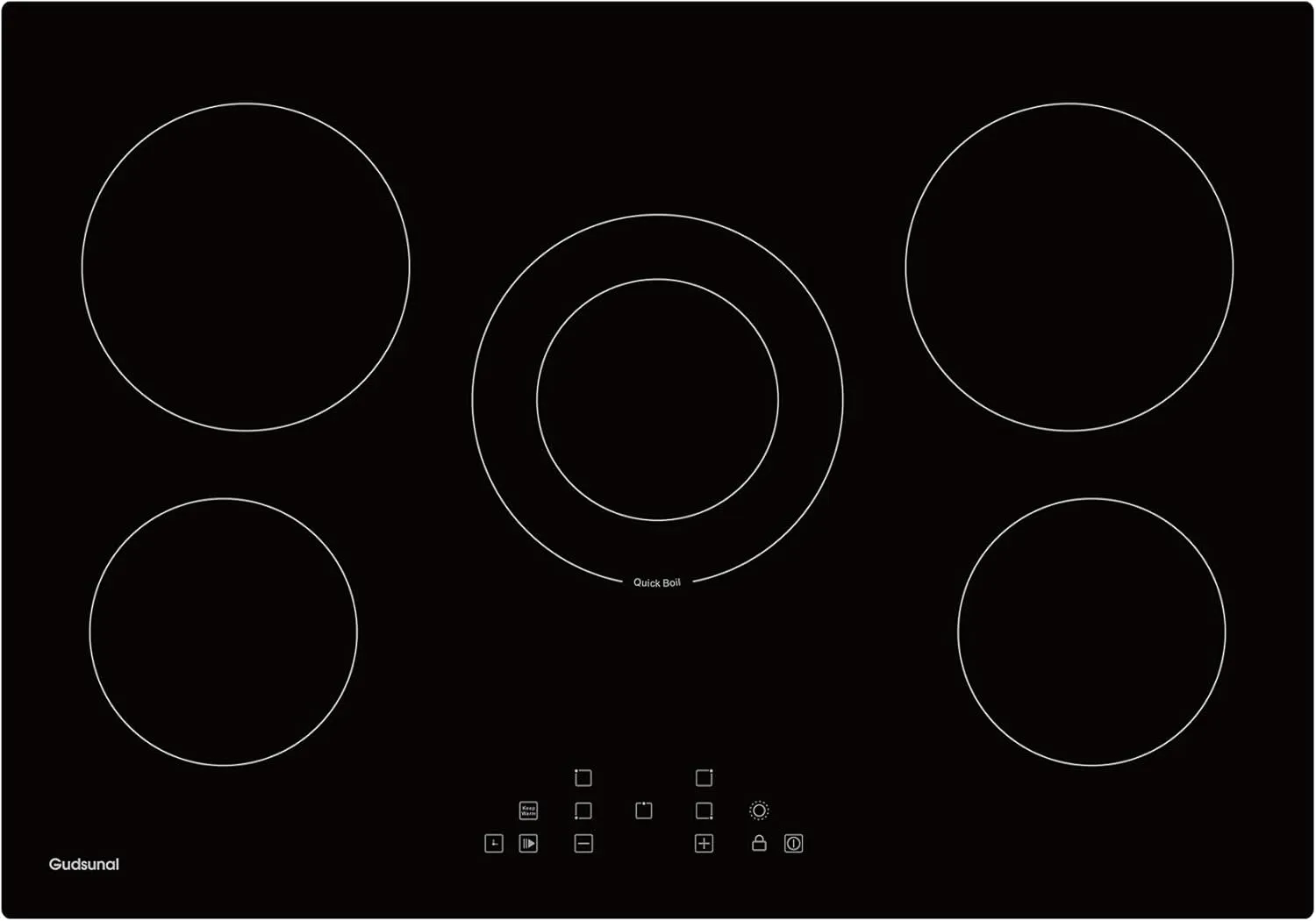 30 Inch Electric Cooktop 5 Burners,3000 Watt Dual-Ring Burner for Quick Boil,Shatterproof Glass, Keep Warm Setting, 9 Heating Level,9000W, Drop-in Electric Stove Top,Gloss Black