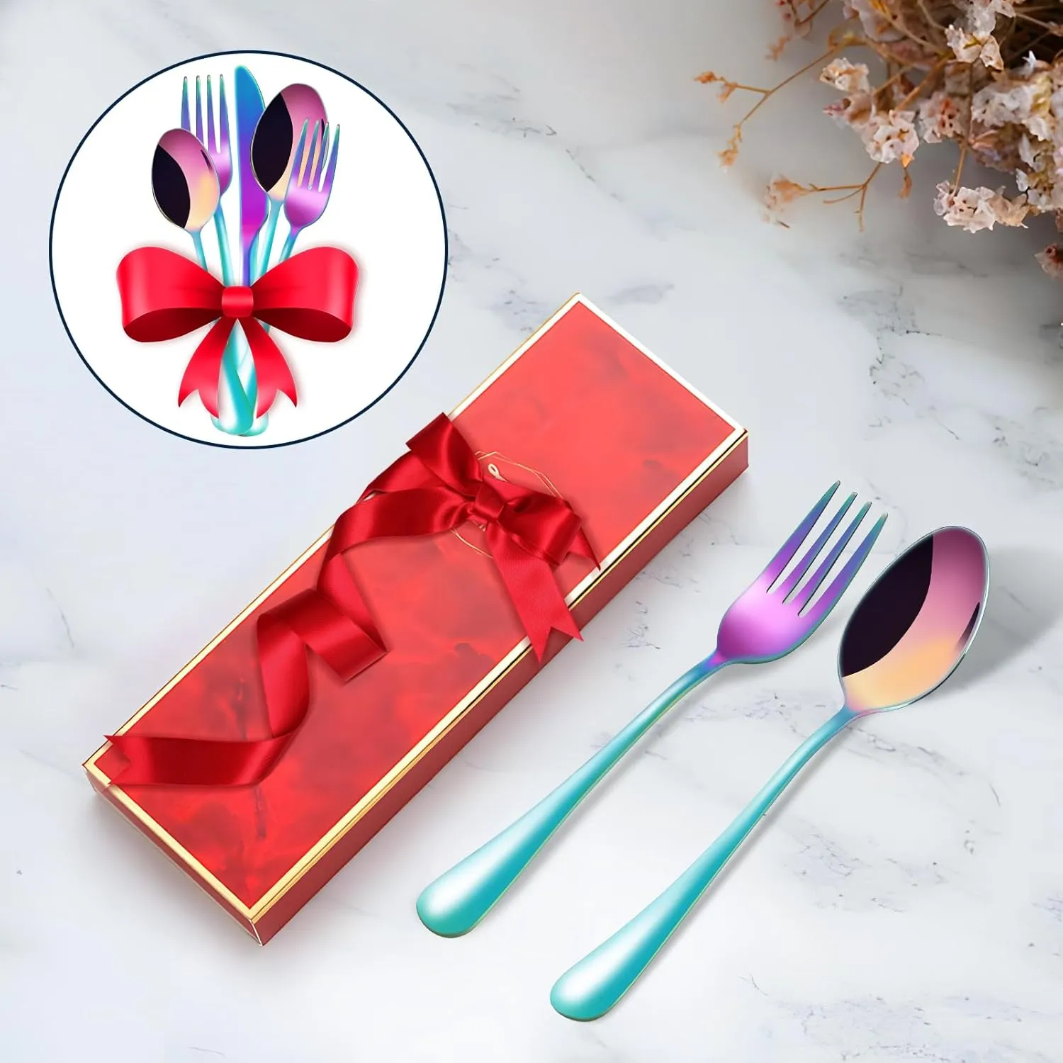30 Piece Silverware Set, Flatware Cutlery Set for 6, 18/10 Stainless Steel Silverware, Durable Home Kitchen Eating Tableware Set,Restaurant, Wedding, Party,Dishwasher Safe