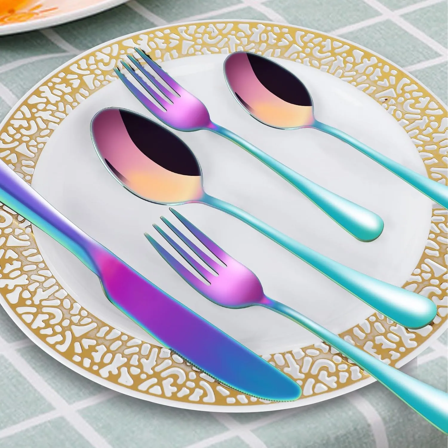 30 Piece Silverware Set, Flatware Cutlery Set for 6, 18/10 Stainless Steel Silverware, Durable Home Kitchen Eating Tableware Set,Restaurant, Wedding, Party,Dishwasher Safe