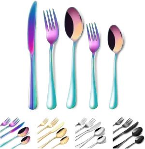30 Piece Silverware Set, Flatware Cutlery Set for 6, 18/10 Stainless Steel Silverware, Durable Home Kitchen Eating Tableware Set,Restaurant, Wedding, Party,Dishwasher Safe