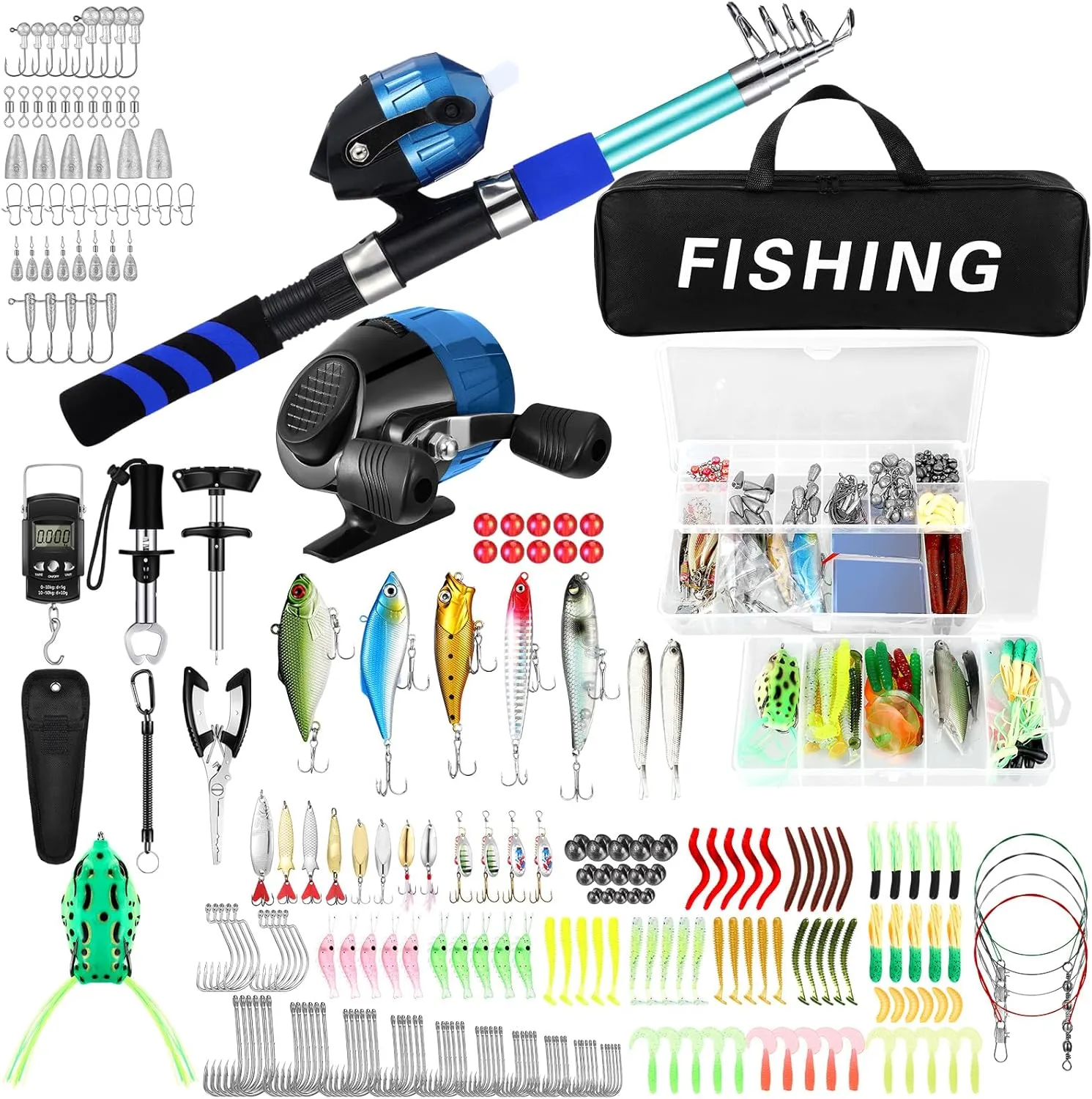 310 Pcs Fishing Rod and Reel Combo Set Telescopic Fishing Pole with Spinning Reels Carrier Bag for Saltwater Freshwater