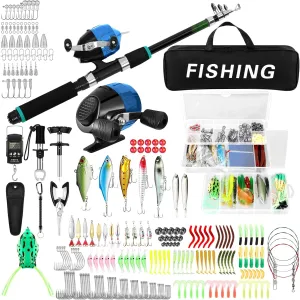 310 Pcs Fishing Rod and Reel Combo Set Telescopic Fishing Pole with Spinning Reels Carrier Bag for Saltwater Freshwater