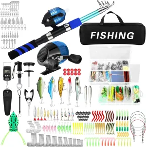310 Pcs Fishing Rod and Reel Combo Set Telescopic Fishing Pole with Spinning Reels Carrier Bag for Saltwater Freshwater