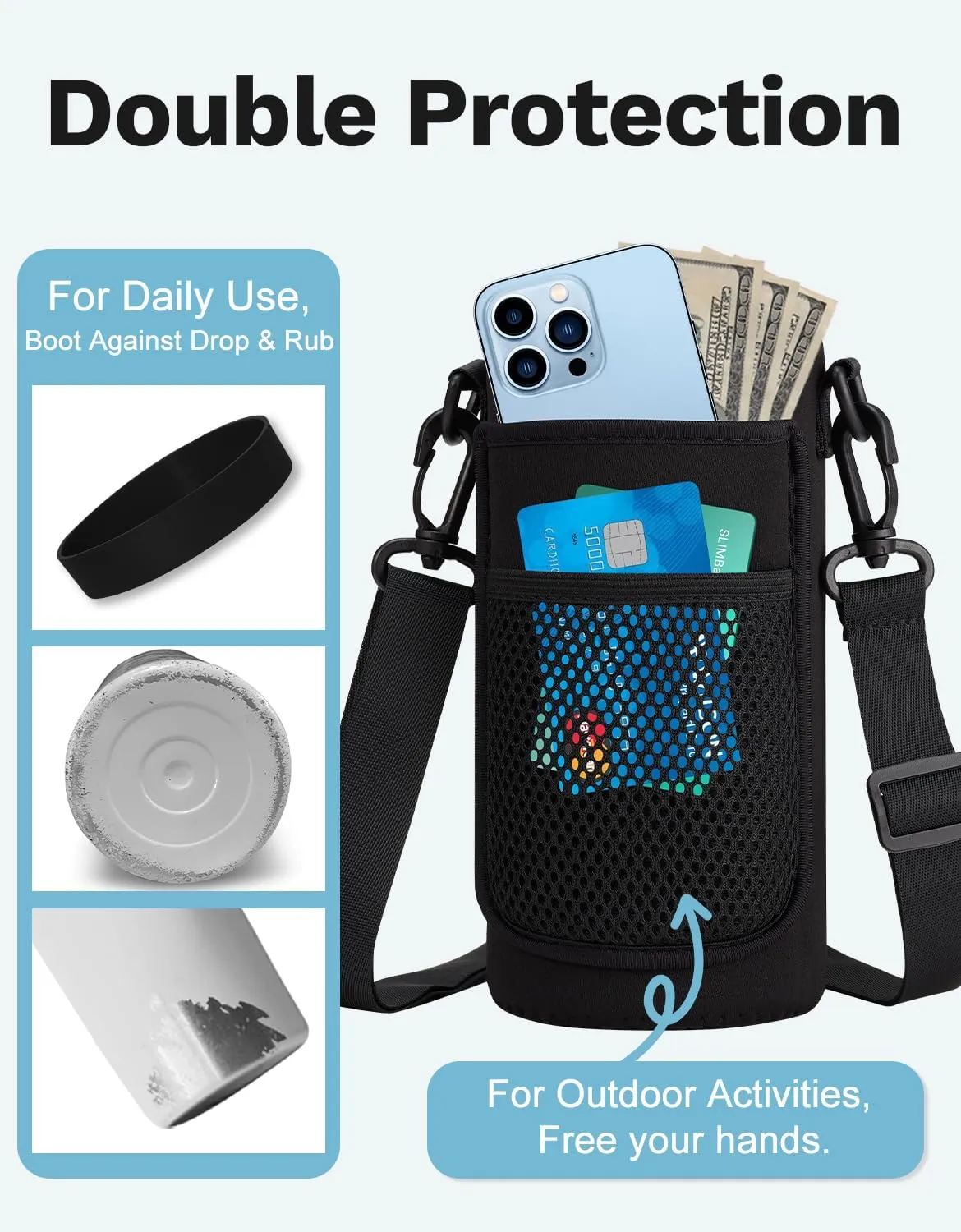32oz Insulated Water Bottle with Straw & Spout Lids, Paracord Handle, Bottle Sleeve, Silicone Boot, Thermal Metal Jug Keep Cold 48H & Hot 24H, Hydro Bottle for Travel Work Camping