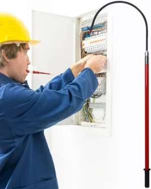 3.3ft 4.9ft 6.6ft 9.8ft High Voltage Insulated Rescue Hook, Insulated Rescue Hook, Anti-Electric Shock Rescue Pole, for Cable Maintenance Power Tower(Red,1m/3.3ft)