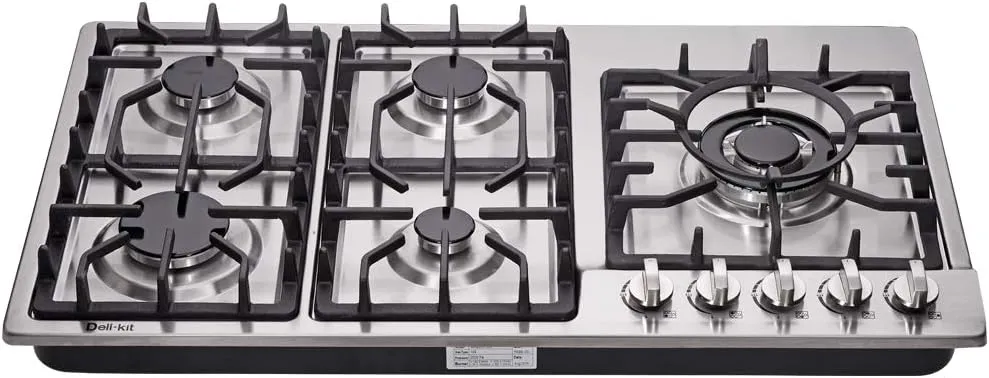34 Inch Gas Cooktop Dual Fuel Sealed 5 Burners Stainless Steel Drop-In Gas Hob DK258-A08 Gas Cooker