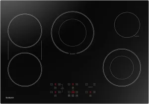 36 Inch Electric Cooktop 5 Burners, ETL & FCC Certificated, Sync Burner, Quick Boil, Keep Warm Setting, 9 Heating Level, Timer, Child Lock & Auto Shutdown, 9000W, Drop-in Electric Stove Top
