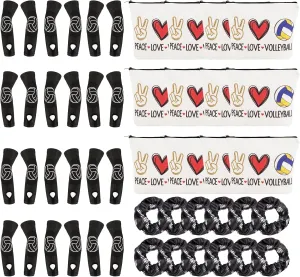 36Pcs Volleyball Gifts Volleyball Team Gift - 12 Pair Volleyball Arm Sleeve, 12pcs Volleyball Comestic Bag, 12pcs Black Hair Rope - Volleyball Training Equipment Aid Kit, Team Inspirational Gifts