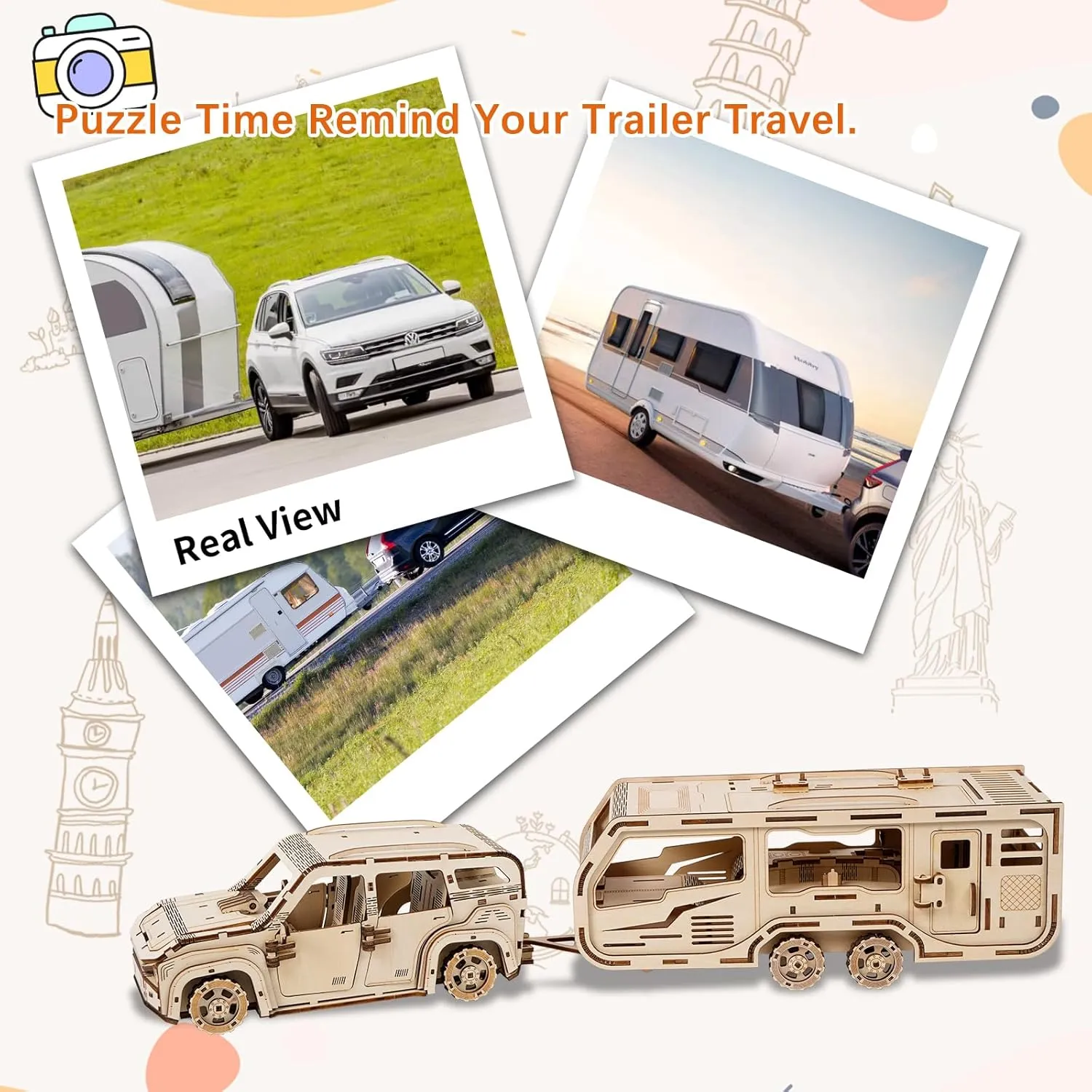 3D Wooden Puzzle for Adults, Trailer Mechanical Car 3D Jigsaw Puzzles, DIY Model Building Kit Handicraft Wood Craft Hobbies Toy, Birthday for Hobbyist 14  Teens Family Women Men, 323 Pieces