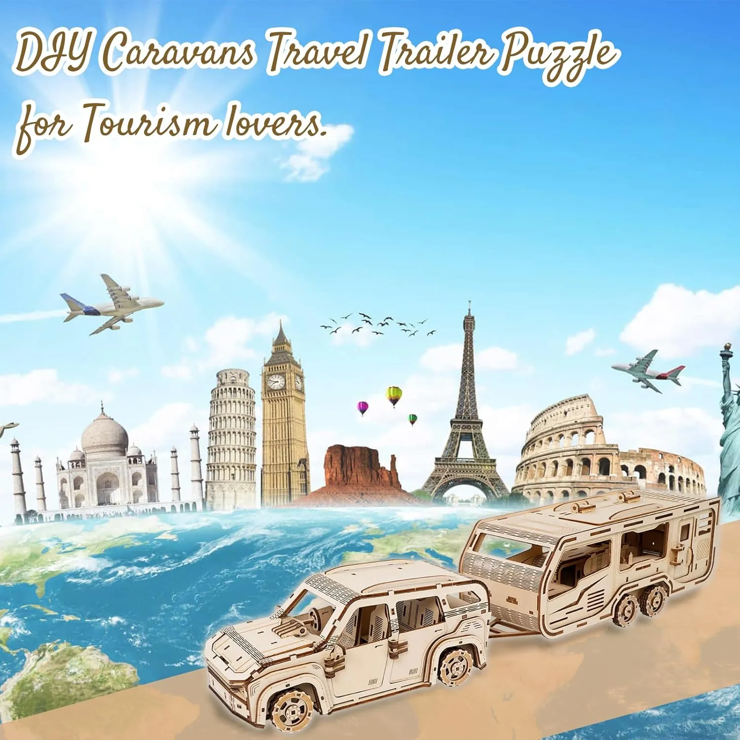3D Wooden Puzzle for Adults, Trailer Mechanical Car 3D Jigsaw Puzzles, DIY Model Building Kit Handicraft Wood Craft Hobbies Toy, Birthday for Hobbyist 14  Teens Family Women Men, 323 Pieces