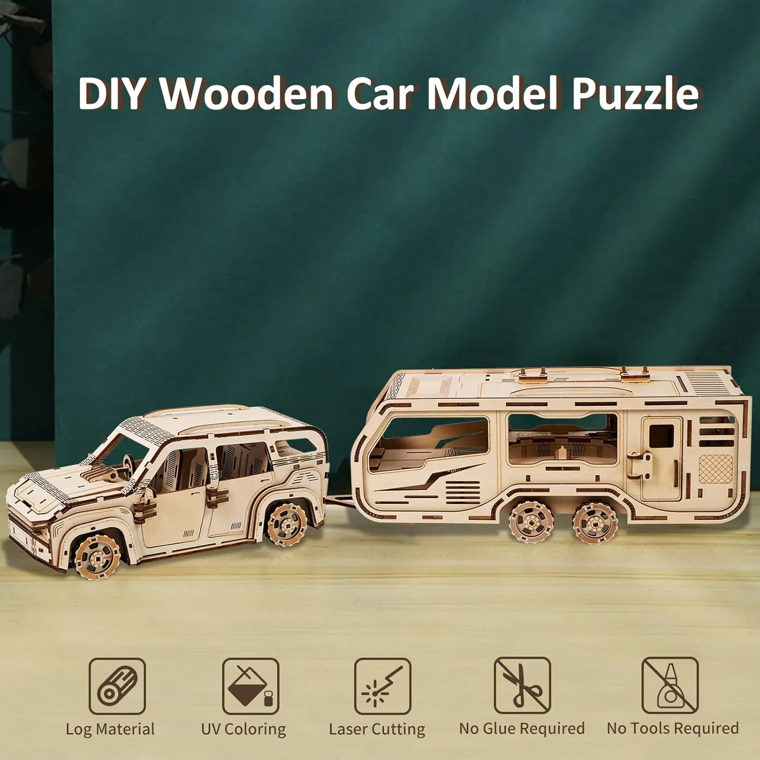 3D Wooden Puzzle for Adults, Trailer Mechanical Car 3D Jigsaw Puzzles, DIY Model Building Kit Handicraft Wood Craft Hobbies Toy, Birthday for Hobbyist 14  Teens Family Women Men, 323 Pieces
