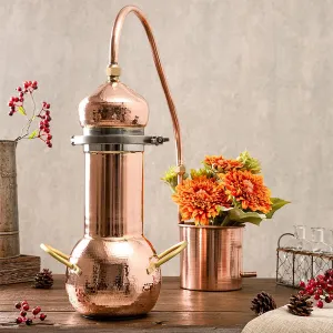 3L Pure Copper Alembic Still, Small Fresh Flower Essential Oil Distiller, with Cooling Tube, for Whiskey, Moonshine Essential Oils, Distilled Hydrosol
