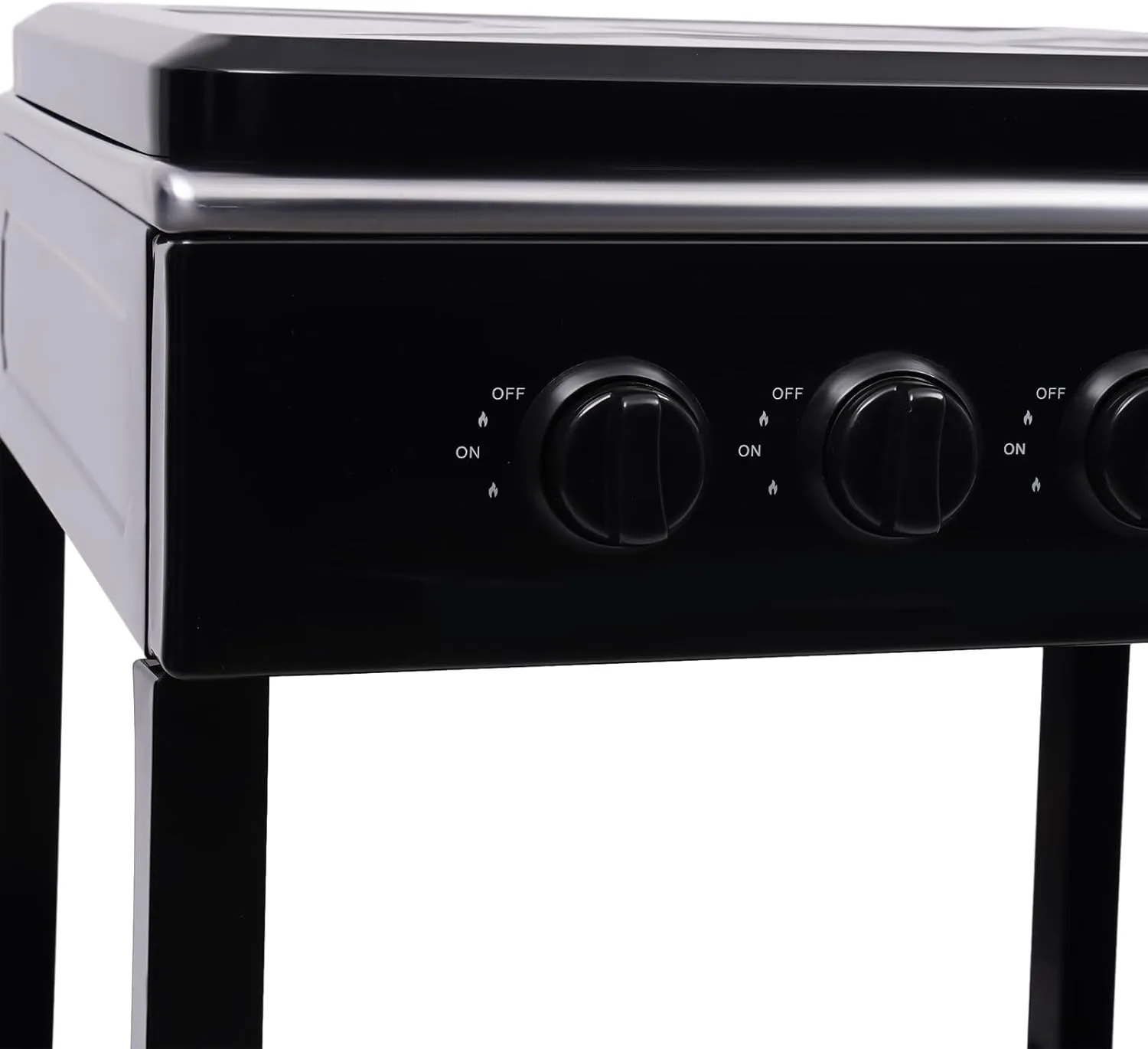 4 Burner Gas Stove Portable Outdoor Stove with Removable Storage Stand with 2 Tier Storage Rack and Wind Blocking Cover Heavy Duty Stainless Steel Propane Gas Cooker (Black)