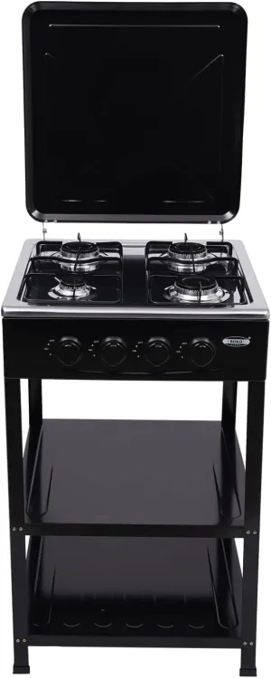 4-Burner Gas Stove,with Support Leg Bracket Portable Cooker Bbq Grill Camping Stove Windshelter,With 2 Storage Shelves,Outdoor 300000 BTU Stove Propane for Cafeteria, Apartment