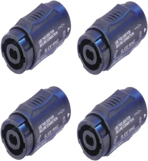 (4 Pack) Neutrik NL4MMX Speakon Locking 2 and 4 Pole Coupler Female to Female