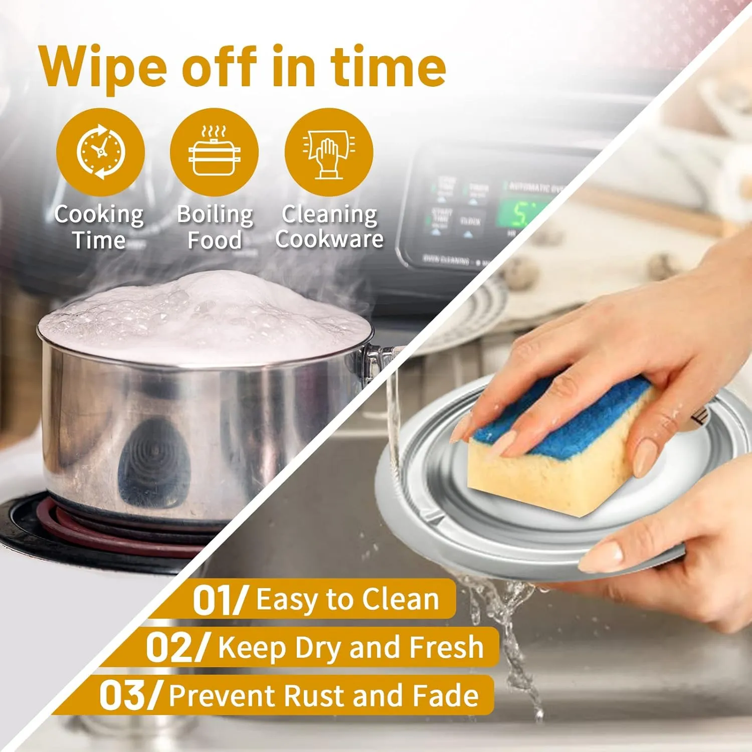 4-Piece Drip Pans Set - Compatible with GE Stoves - Chrome Finish Electric Stove Burner Drip Pans - 2 x 6inch, 2 x 8inch Stove Drip Pans - GE Stove Drip