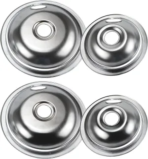 4 Set Range Burner Chrome Drip Pans Bowls Replacement for Frigidaire Tappan Kenmore Electric Stove with Locking Slot Includes 2 Large 316048413 2 Small 316048414 by APPLIANCEMATES