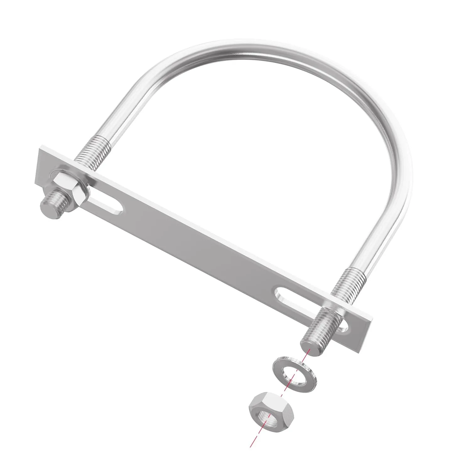 4 Sets 304 Stainless Steel Round Bend U-Bolts 4.02"(102mm) Inner Width 5.08"(129mm) Length M8 with Nuts, Frame Plate, Washers, Accessories for Boat Trailer Axle Sailboat Trailer