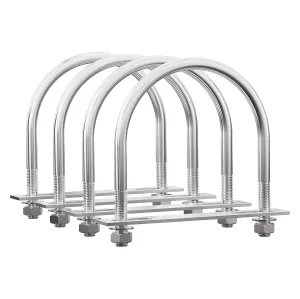 4 Sets 304 Stainless Steel Round Bend U-Bolts 4.02"(102mm) Inner Width 5.08"(129mm) Length M8 with Nuts, Frame Plate, Washers, Accessories for Boat Trailer Axle Sailboat Trailer