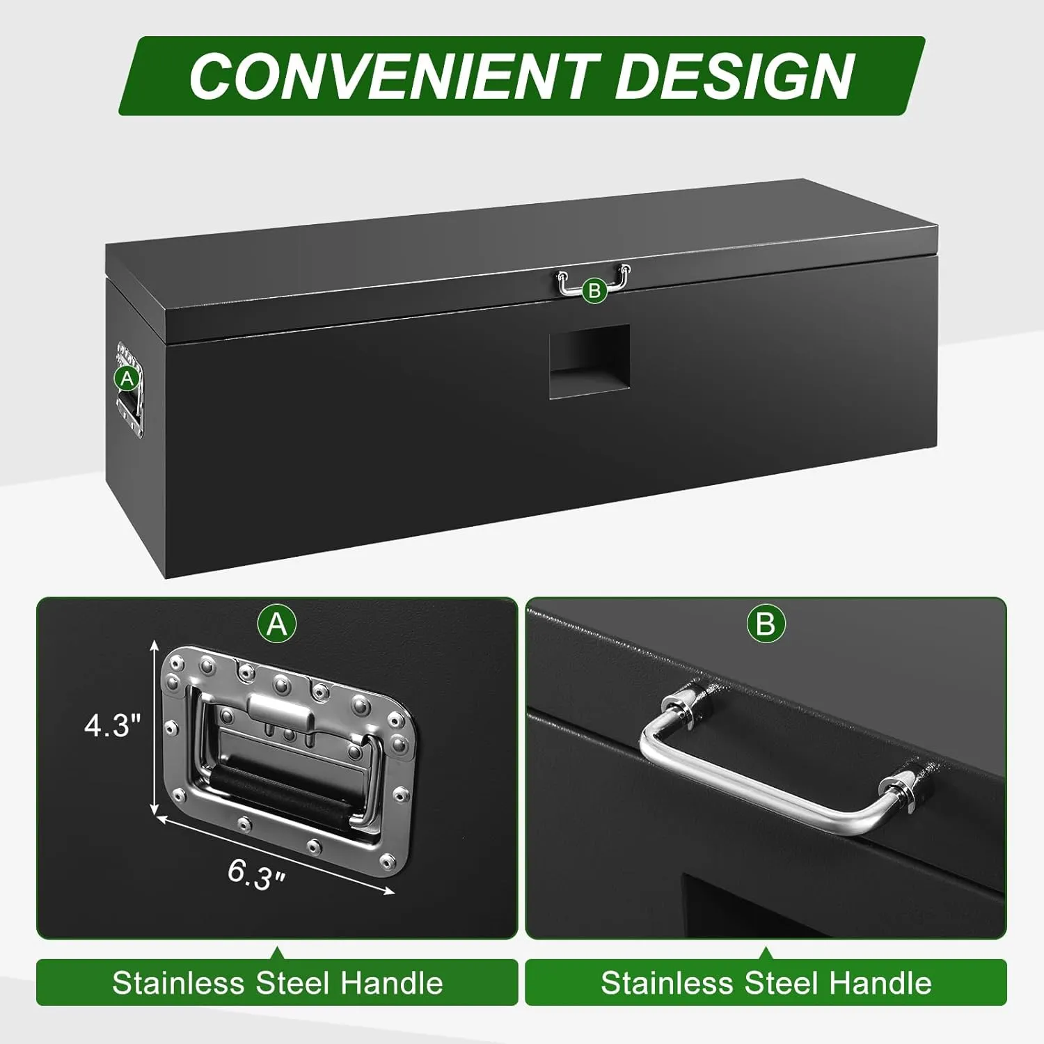 48 Inch Steel Heavy Duty Truck Bed Tool Box Black Steel Metal Box PickUp Storage Organizer for Storage, Utility Trailer ToolBox for Truck, Pickup, RV, Trailer