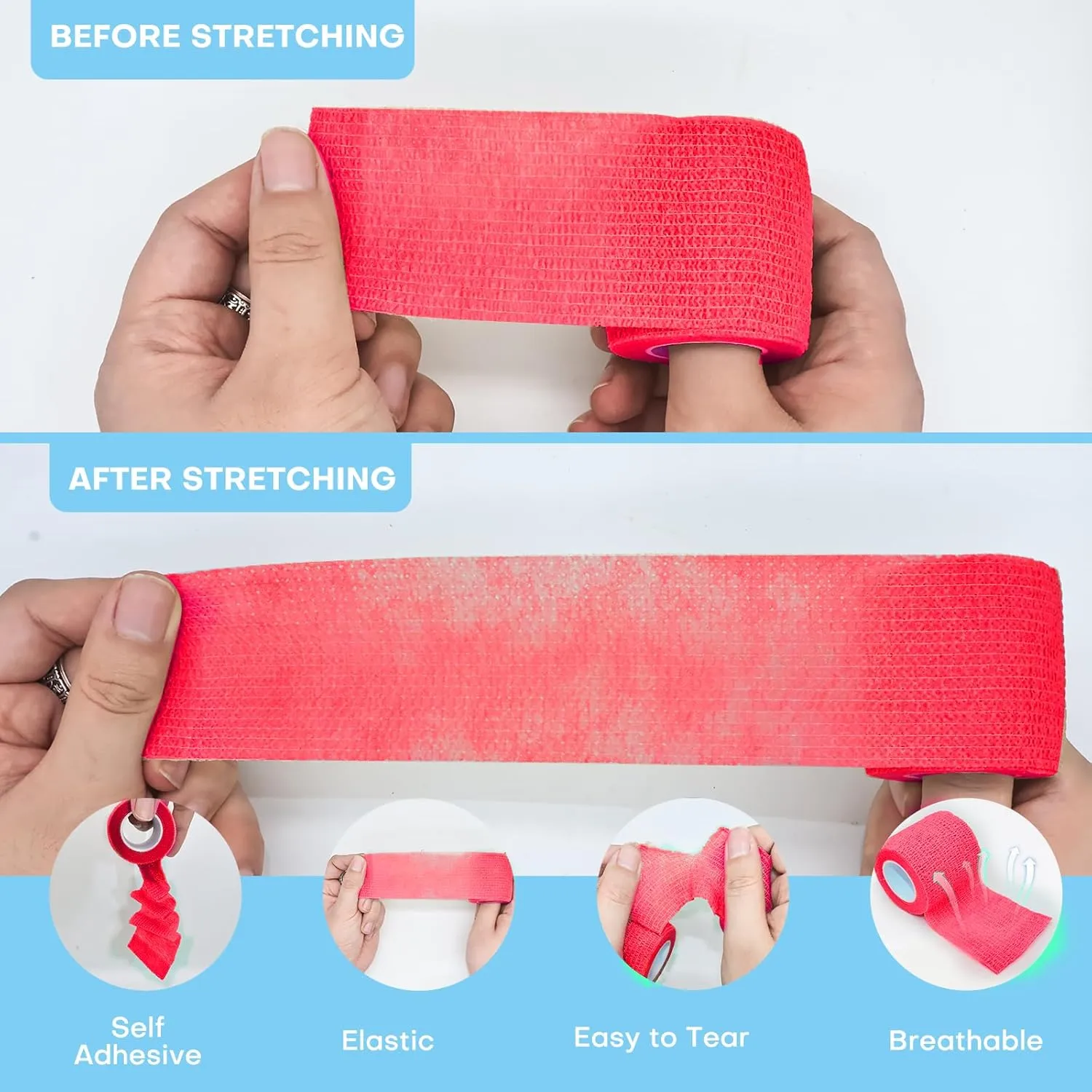 48 Pack 2” x 5 Yards Self Adhesive Bandage Wrap, Elastic Breathable Cohesive Bandage Wrap Athletic Stretch Medical Tape for First Aid Wrist Ankle Sports Vet Wrap (Multi-Color)