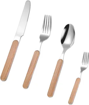 4pcs Retro Cutlery Set Fork Spoon Kit Chic Grain Handle Elegant Dining Essentials for Daily Use Parties