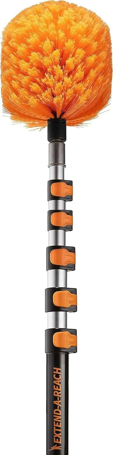 5-25 ft Cobweb Duster with Extension Pole // 30  Foot High Reach Spider Web Cleaner Cobweb Brush for Outdoor & Indoor Web Cleaning // Lightweight & Sturdy Telescopic Pole // The Ultimate Dusting Kit