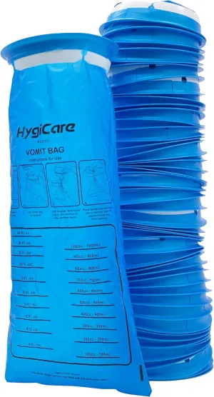 50 Count Vomit Bags, 1180mL, Portable, Leak Resistant, Medical Grade, Disposable, Barf, Puke, Throw Up, Emesis Bags, Ideal for Car, Sickness,Travel, Kids, Pregnant Women