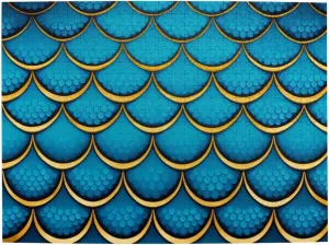 500 Piece Jigsaw Puzzle for Family Fun Picture Puzzle, Fish Scales Blue Geometric Mermaid Tail