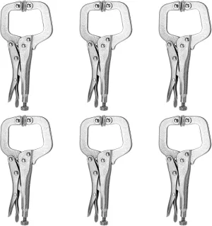 6 Inch C Clamp Locking Pliers, 6 Pack Heavy Duty Welding Clamps Metal Table Vice Grips Face Clamps Safety Eye Tool Clamp for Reliable Home or Workshop Use