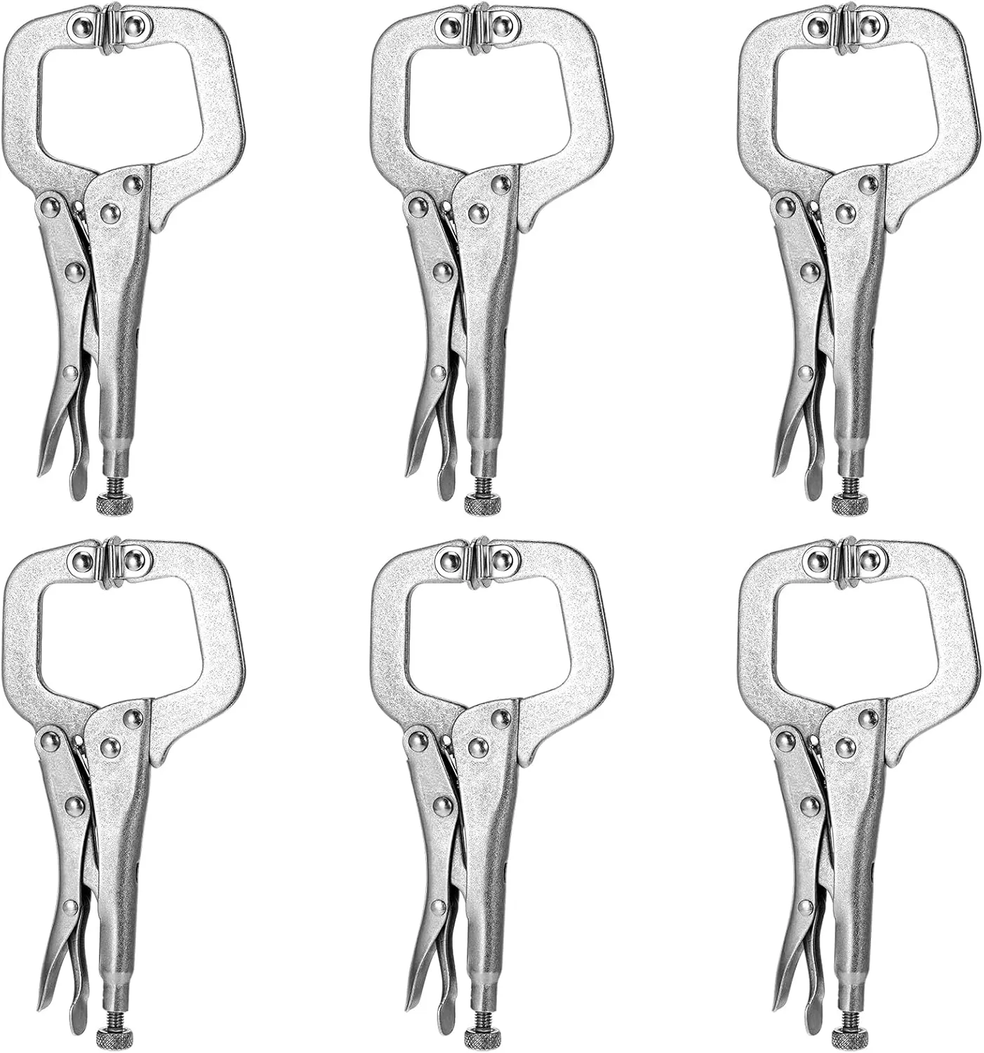 6 Inch C Clamp Locking Pliers, 6 Pack Heavy Duty Welding Clamps Metal Table Vice Grips Face Clamps Safety Eye Tool Clamp for Reliable Home or Workshop Use