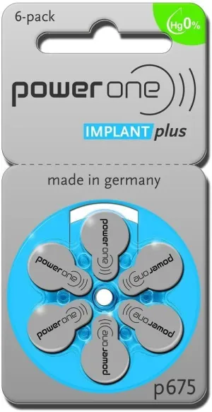 6 Powerone Mercury Free Hearing Aid Batteries Size: 675P Cochlear Implant