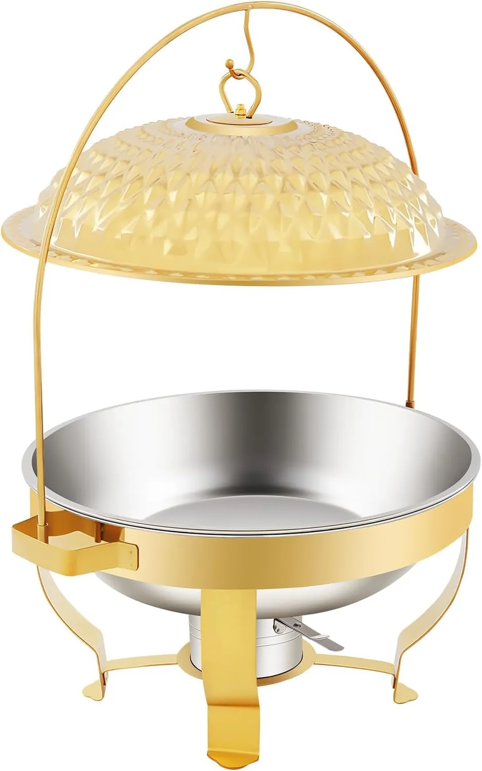 6.3QT Stainless Steel Stove Diamond Hanging Lid Stove W/Binaural Carrying Hands
