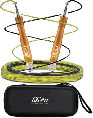 66FIT High Speed Jump Rope,Threadless Self-locking Design, Weighted Jump Rope, 360 Degree Rotatable, Non-slip Textured Handle, Two Interchangeable Ropes for Fitness Training & Home Workout