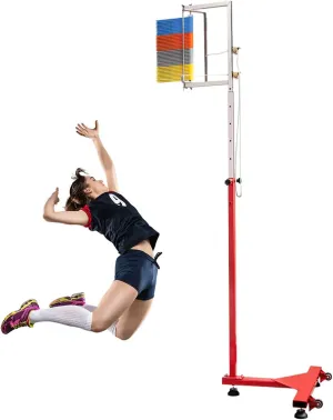 67-141.7 Inche Vertical Jump Tester,Floor Standing Vertical Jump Measurement Tool Adjustable Height,Movable Vertical Jump Trainer with Wheels,Vertical Trainer Stand for Adjustable Height Training