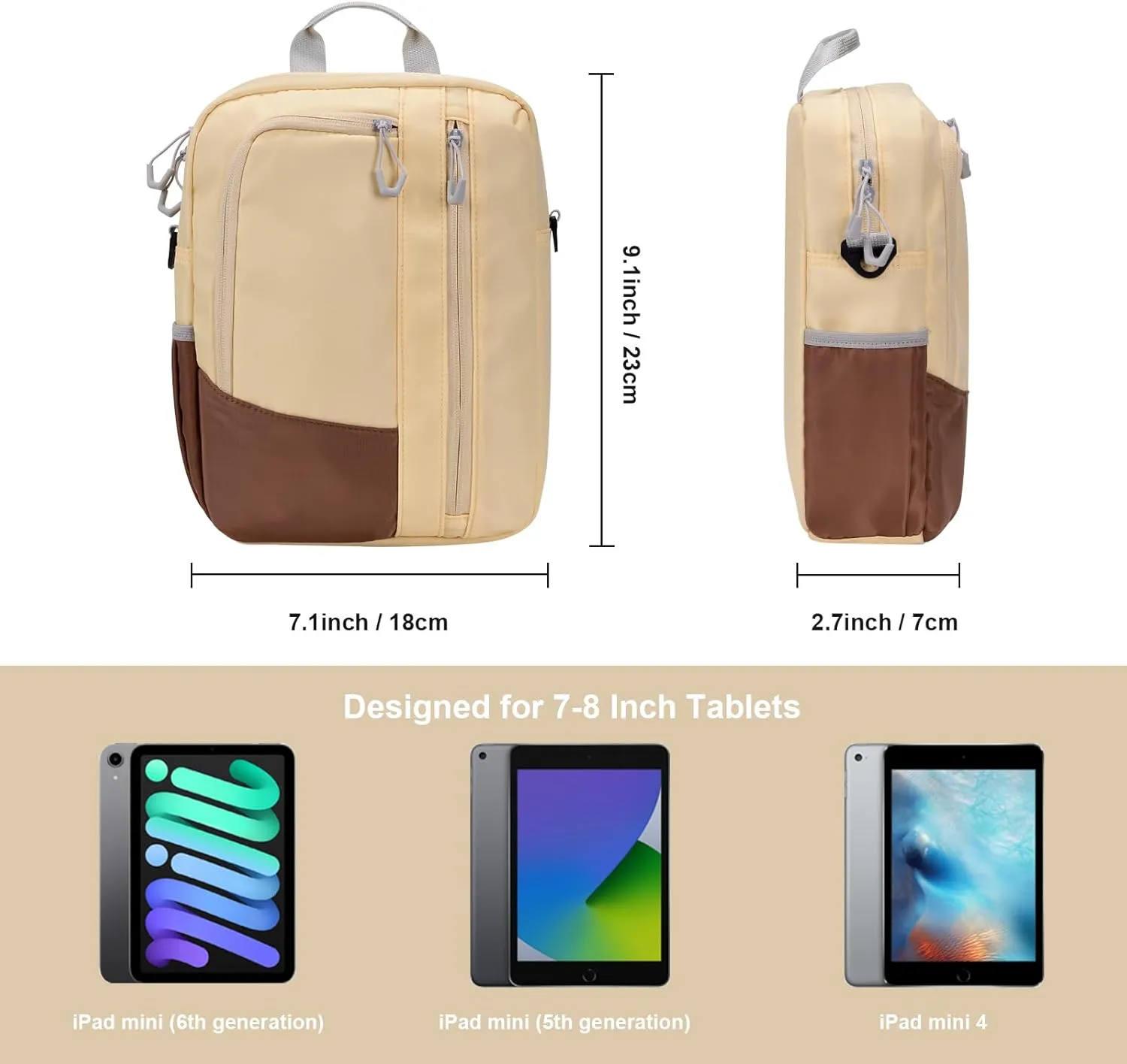 7-8 Inch Tablet Sleeve Bag with Shoulder Strap, Carrying Case for iPad Mini 7/6, Samsung Tab A7 Lite/A 8.0, Fire HD 8, Phone, Wallet (Goose Yellow)