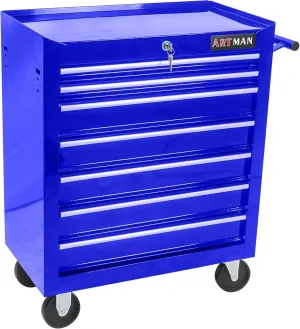 7-Drawer Tool Cart on Wheels, Multifunctional Rolling Tool Chest, Storage Organizer for Garage, Workshop, Repair Shop (7 Drawers-29.9"H-Blue)