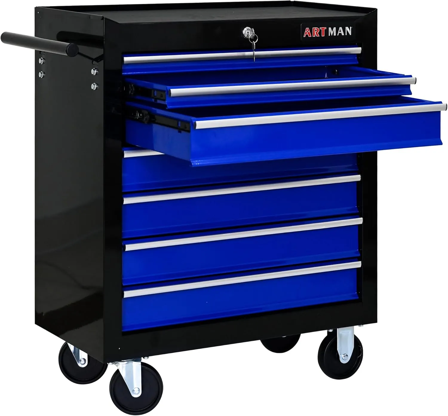 7 Drawers Tool Cart on Wheels,Multifunctional Rolling Tool Chest Tool Storage,Drawers Rolling Tool Trolley Organizer Tool Case for Garage, Warehouse, Workshop, Repair Shop (Black Blue)