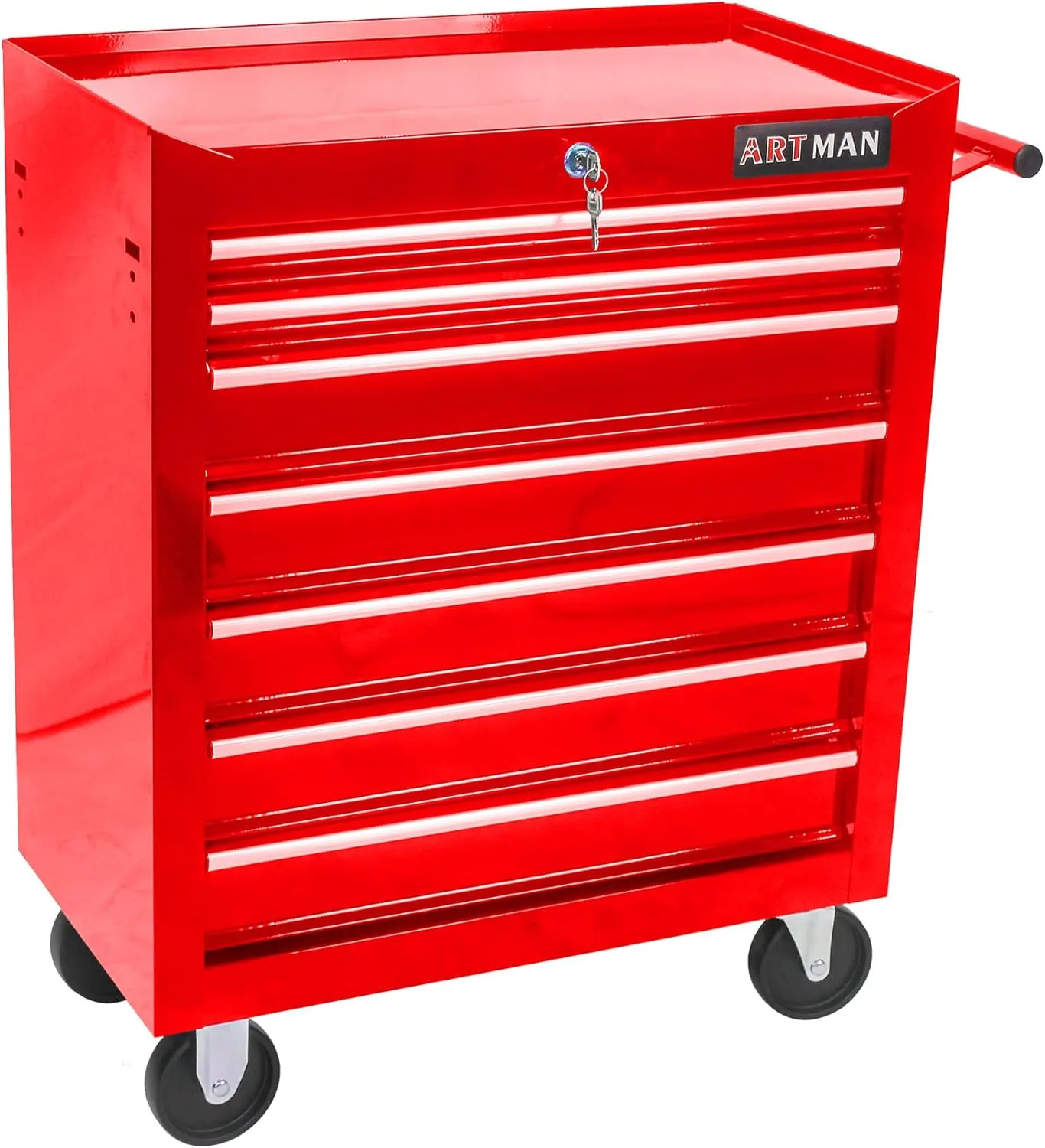 7 Drawers Tool Cart on Wheels,Multifunctional Rolling Tool Chest Tool Storage,Drawers Rolling Tool Trolley Organizer Tool Case for Garage,Warehouse,Workshop,Repair Shop (7 Drawers-29.9"H-Red)