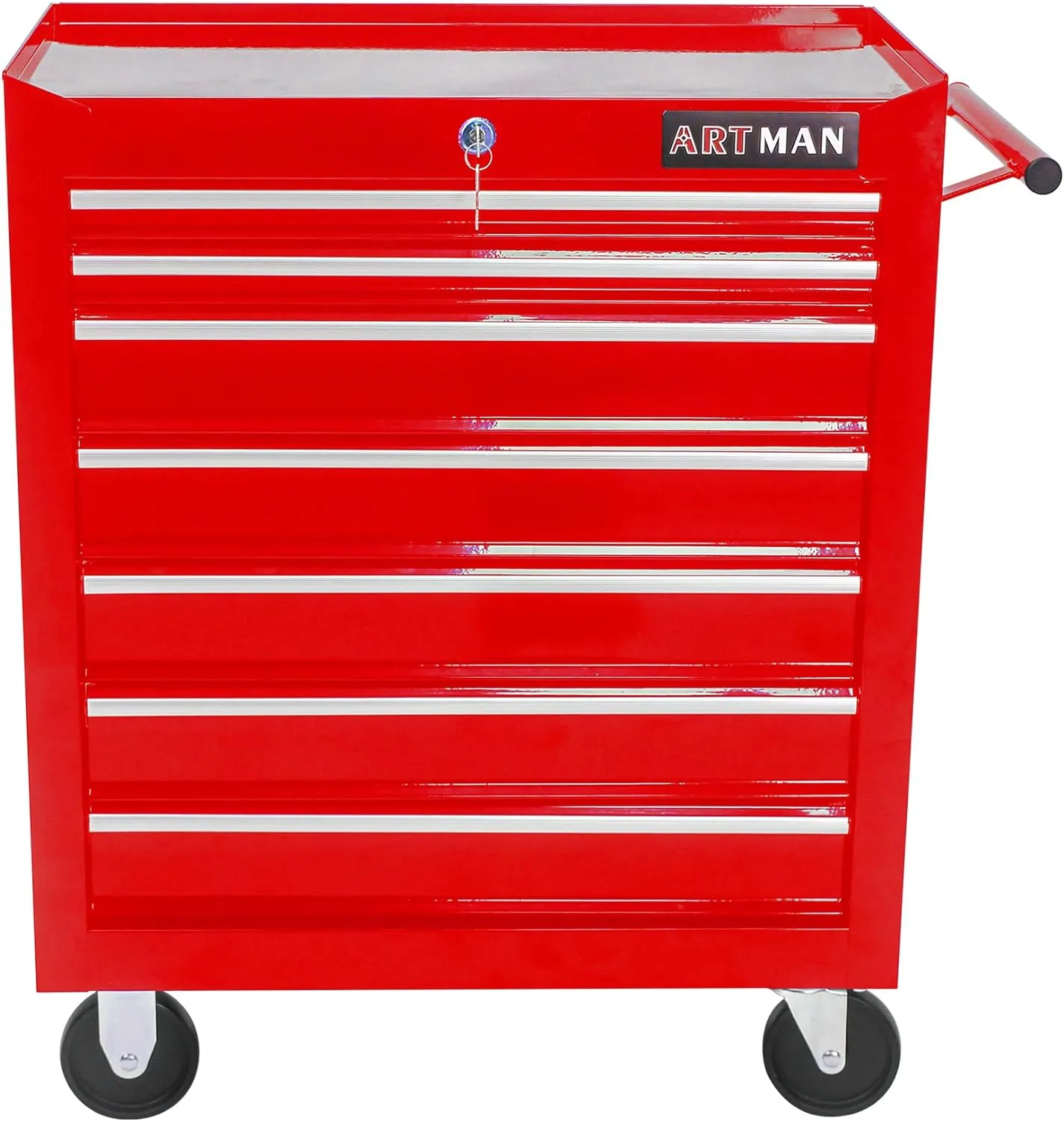 7 Drawers Tool Cart on Wheels,Multifunctional Rolling Tool Chest Tool Storage,Drawers Rolling Tool Trolley Organizer Tool Case for Garage,Warehouse,Workshop,Repair Shop (7 Drawers-29.9"H-Red)
