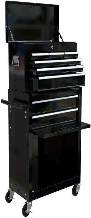 8 Drawer Rolling Tool Box,Tool Chest 43" Tall,Stack-on Tool Box,Portable Mobile Toolbox,Mechanic Tool Cart for Garage,Workshop,Home Crafts,Black