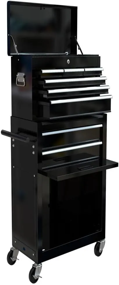 8 Drawer Rolling Tool Box,Tool Chest 43" Tall,Stack-on Tool Box,Portable Mobile Toolbox,Mechanic Tool Cart for Garage,Workshop,Home Crafts,Black