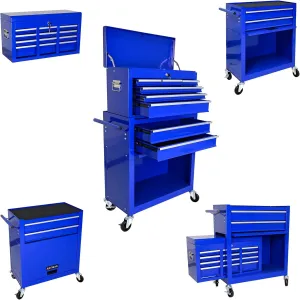 8 Drawers Rolling Tool Chest With Wheels,Large Rolling Tool Box,Top Chest Tool Box Combo,Stack-On Standing Tool Box for Garage,Mechanic Tool Cart Cabinet for Workshop Home Crafts (Blue 8 Drawers)