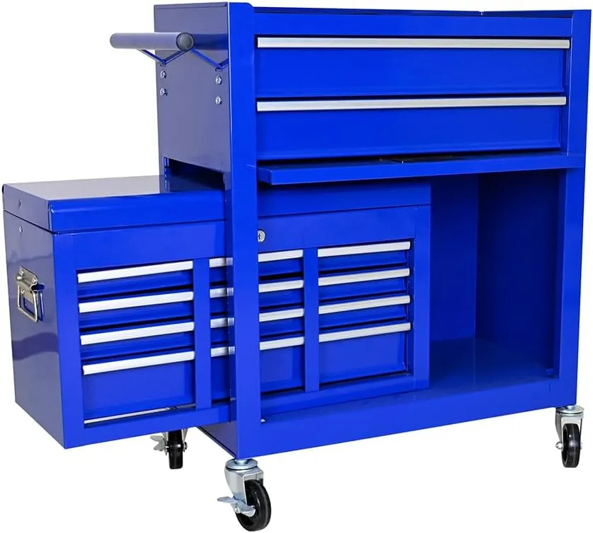 8 Drawers Rolling Tool Chest With Wheels,Large Rolling Tool Box,Top Chest Tool Box Combo,Stack-On Standing Tool Box for Garage,Mechanic Tool Cart Cabinet for Workshop Home Crafts (Blue 8 Drawers)